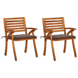 Garden Dining Chairs with Cushions 2 pcs Solid Acacia Wood