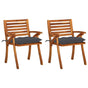 Garden Dining Chairs with Cushions 2 pcs Solid Acacia Wood