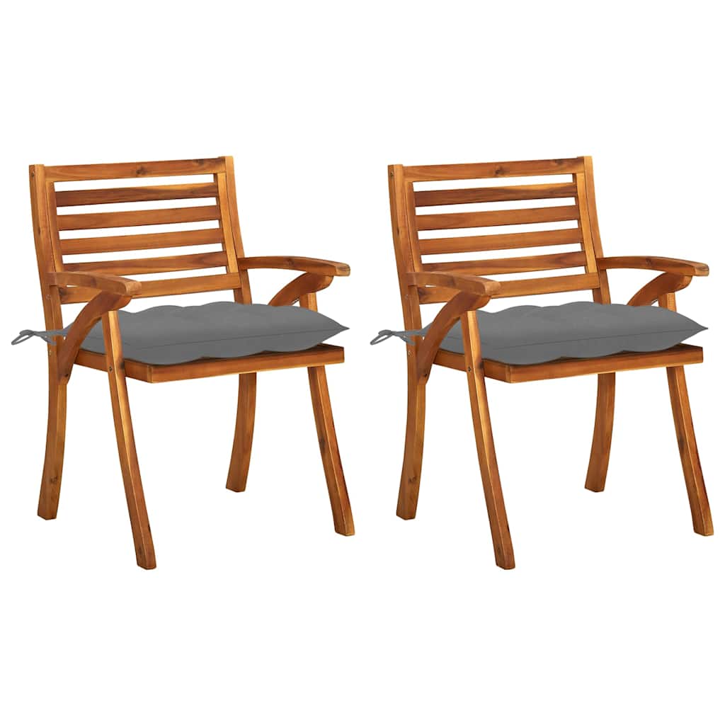 Garden Dining Chairs with Cushions 2 pcs Solid Acacia Wood