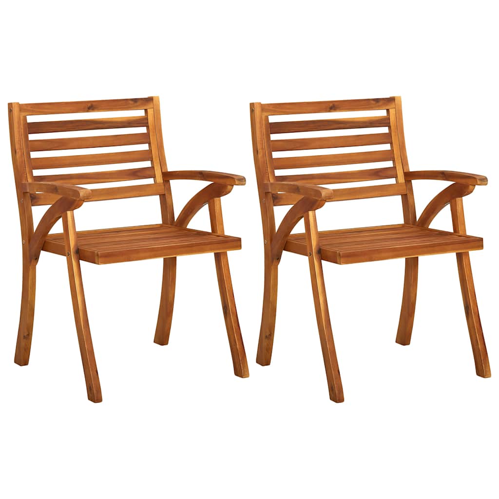 Garden Dining Chairs with Cushions 2 pcs Solid Acacia Wood