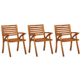 Garden Dining Chairs with Cushions 3 pcs Solid Acacia Wood