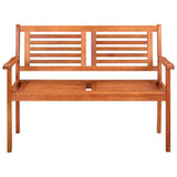 2-Seater Garden Bench with Cushion 120 cm Solid Eucalyptus Wood - Side View