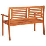 2-Seater Garden Bench with Cushion 120 cm Solid Eucalyptus Wood - 45-Degree Angle