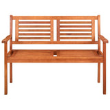 2-Seater Garden Bench with Cushion 120 cm Solid Eucalyptus Wood