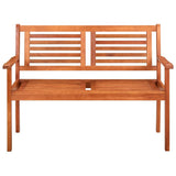 2-Seater Garden Bench with Cushion 120 cm Solid Eucalyptus Wood - Side View