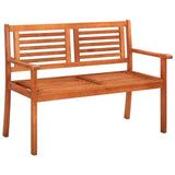 2-Seater Garden Bench with Cushion 120 cm Solid Eucalyptus Wood - Front View