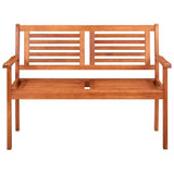 2-Seater Garden Bench with Cushion 120 cm Solid Eucalyptus Wood - Side View
