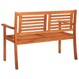 2-Seater Garden Bench with Cushion 120 cm Solid Eucalyptus Wood - 45-Degree Angle