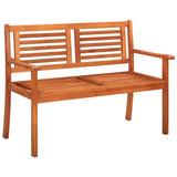 2-Seater Garden Bench with Cushion 120 cm Solid Eucalyptus Wood - Front View