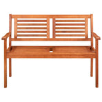 2-Seater Garden Bench with Cushion 120 cm Solid Eucalyptus Wood