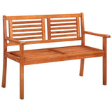 2-Seater Garden Bench with Cushion 120 cm Solid Eucalyptus Wood - Front View