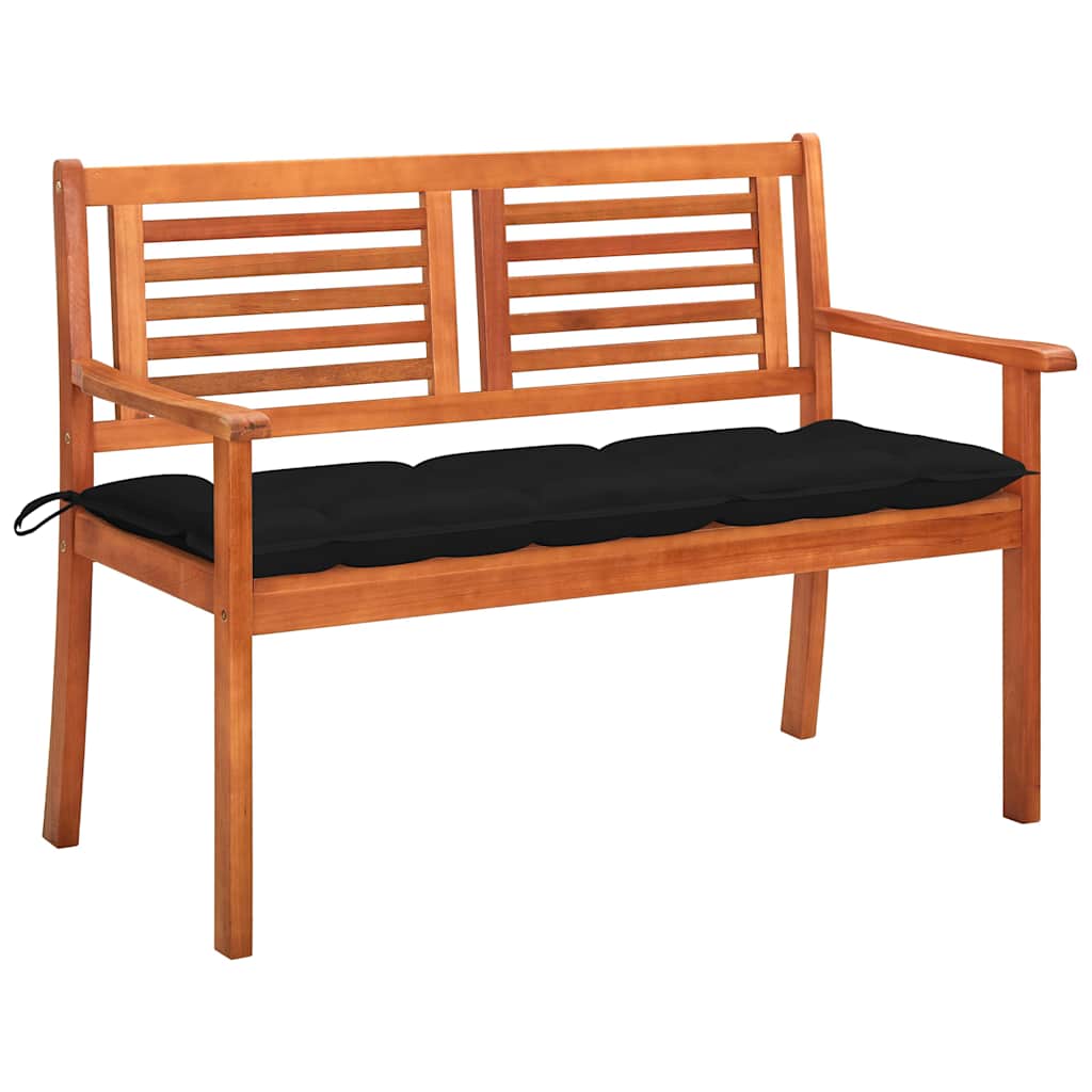 2-Seater Garden Bench with Cushion 120 cm Solid Eucalyptus Wood