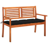 2-Seater Garden Bench with Cushion 120 cm Solid Eucalyptus Wood