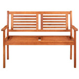 2-Seater Garden Bench with Cushion 120 cm Solid Eucalyptus Wood