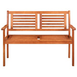 2-Seater Garden Bench with Cushion 120 cm Solid Eucalyptus Wood - Side View