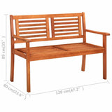 2-Seater Garden Bench with Cushion 120 cm Solid Eucalyptus Wood