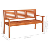 3-Seater Garden Bench with Cushion 150 cm Solid Eucalyptus Wood - Extra Image
