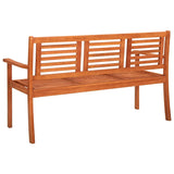 3-Seater Garden Bench with Cushion 150 cm Solid Eucalyptus Wood - Top-Down View