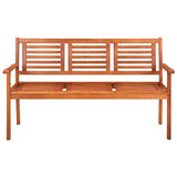 3-Seater Garden Bench with Cushion 150 cm Solid Eucalyptus Wood - Side View