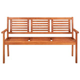 3-Seater Garden Bench with Cushion 150 cm Solid Eucalyptus Wood - Side View