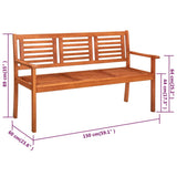 3-Seater Garden Bench with Cushion 150 cm Solid Eucalyptus Wood - Extra Image