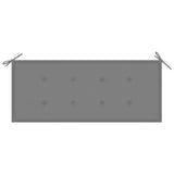 2-Seater Garden Bench with Cushion 120 cm Grey Eucalyptus Wood - Rear View