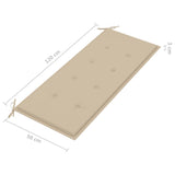 2-Seater Garden Bench with Cushion 120 cm Grey Eucalyptus Wood - Extra Image
