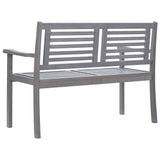 2-Seater Garden Bench with Cushion 120 cm Grey Eucalyptus Wood - Top-Down View