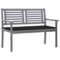 2-Seater Garden Bench with Cushion 120 cm Grey Eucalyptus Wood