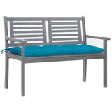 2-Seater Garden Bench with Cushion 120 cm Grey Eucalyptus Wood