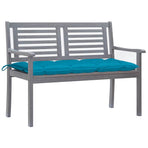 2-Seater Garden Bench with Cushion 120 cm Grey Eucalyptus Wood