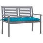 2-Seater Garden Bench with Cushion 120 cm Grey Eucalyptus Wood