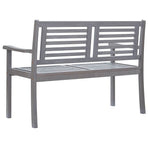 2-Seater Garden Bench with Cushion 120 cm Grey Eucalyptus Wood