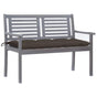 2-Seater Garden Bench with Cushion 120 cm Grey Eucalyptus Wood