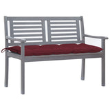 2-Seater Garden Bench with Cushion 120 cm Grey Eucalyptus Wood