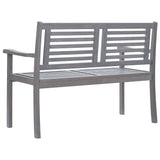 2-Seater Garden Bench with Cushion 120 cm Grey Eucalyptus Wood