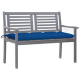 2-Seater Garden Bench with Cushion 120 cm Grey Eucalyptus Wood