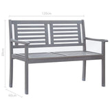 2-Seater Garden Bench with Cushion 120 cm Grey Eucalyptus Wood - Extra Image
