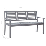 3-Seater Garden Bench with Cushion 150 cm Grey Eucalyptus Wood - Extra Image