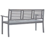 3-Seater Garden Bench with Cushion 150 cm Grey Eucalyptus Wood - Top-Down View