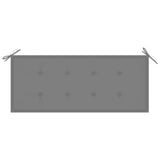 3-Seater Garden Bench with Cushion 150 cm Grey Eucalyptus Wood - Rear View