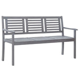 3-Seater Garden Bench with Cushion 150 cm Grey Eucalyptus Wood - Front View