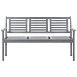 3-Seater Garden Bench with Cushion 150 cm Grey Eucalyptus Wood - Side View