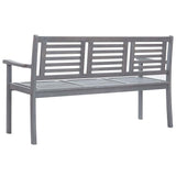 3-Seater Garden Bench with Cushion 150 cm Grey Eucalyptus Wood - Top-Down View