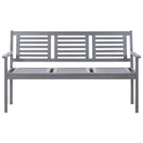 3-Seater Garden Bench with Cushion 150 cm Grey Eucalyptus Wood - Side View