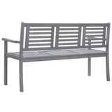 3-Seater Garden Bench with Cushion 150 cm Grey Eucalyptus Wood - Top-Down View