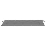 3-Seater Garden Bench with Cushion 150 cm Grey Eucalyptus Wood - Close-Up Angle