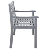 3-Seater Garden Bench with Cushion 150 cm Grey Eucalyptus Wood - Top-Down View