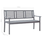 3-Seater Garden Bench with Cushion 150 cm Grey Eucalyptus Wood - Extra Image