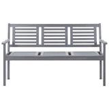 3-Seater Garden Bench with Cushion 150 cm Grey Eucalyptus Wood - Side View